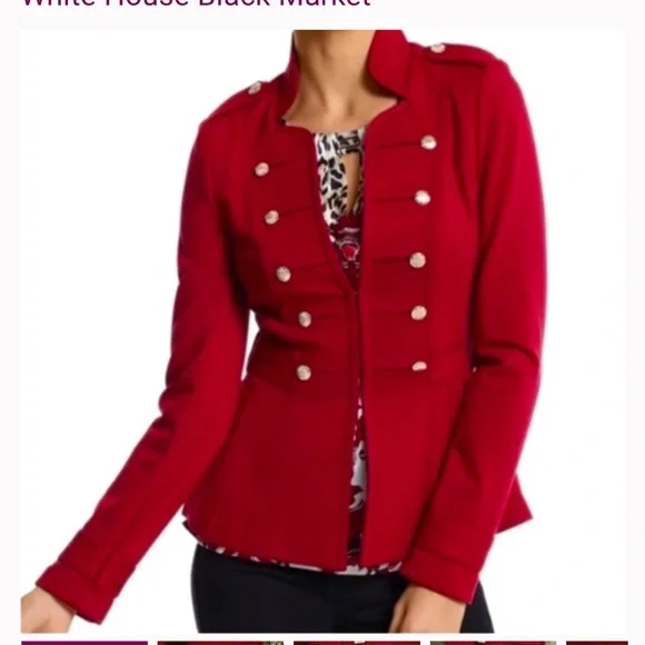 White House black market red military blazer - Picture 1 of 10